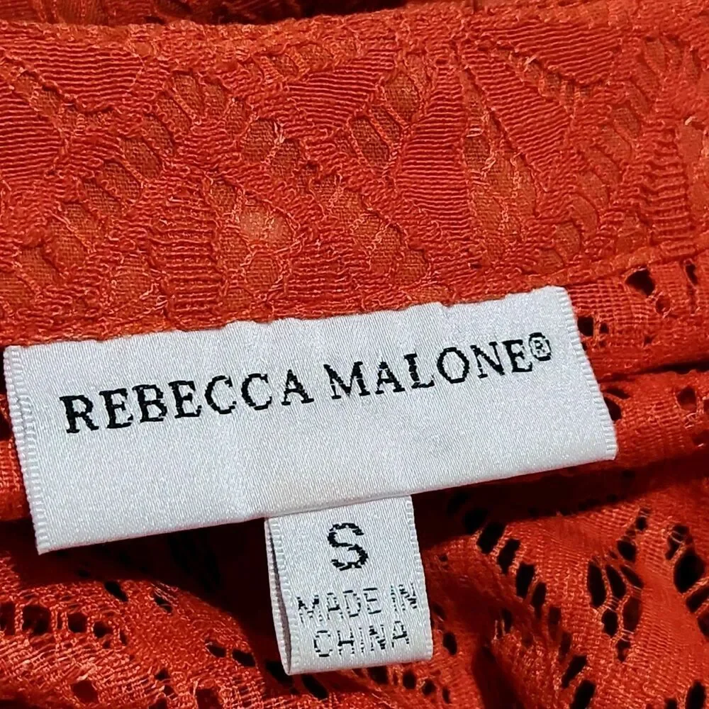 Rebecca Malone Cardigan Size Small Chili Lace Sheer Lightweight Front Buttons - Picture 8 of 10